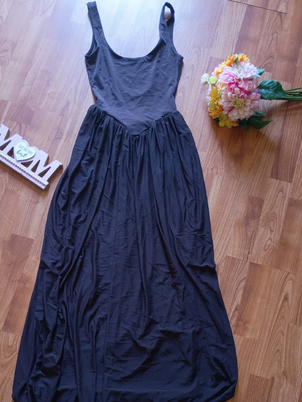 Zara Black Sleeveless Scoop-Neck Maxi Dress